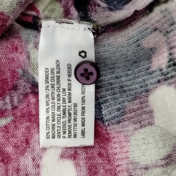 Merona women's large floral button cardigan pink/navy - Picture 8 of 10